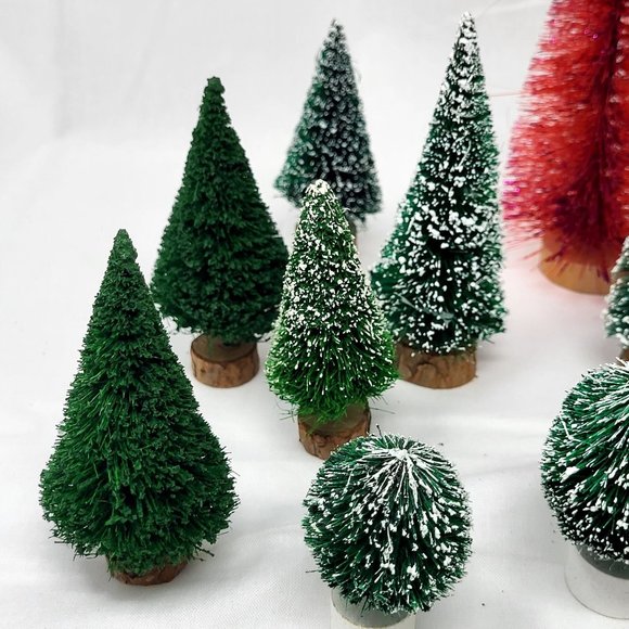 18x BOTTLE BRUSH VTG Trees Red Green 2" to 6.5" Christmas Dollhouse Village Prop - Picture 3 of 9